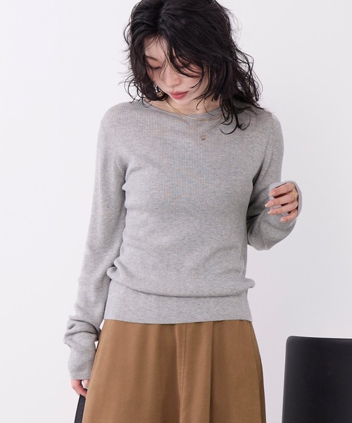 MICA&DEAL（マイカ＆ディール）の「テンセルカシミヤリブニットプルオーバー（ニット/セーター・レディース・グレー/ブラック/オフホワイト・FREE）」の3枚目の写真
