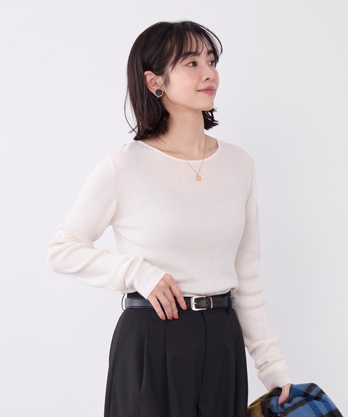 MICA&DEAL（マイカ＆ディール）の「テンセルカシミヤリブニットプルオーバー（ニット/セーター・レディース・グレー/ブラック/オフホワイト・FREE）」の4枚目の写真