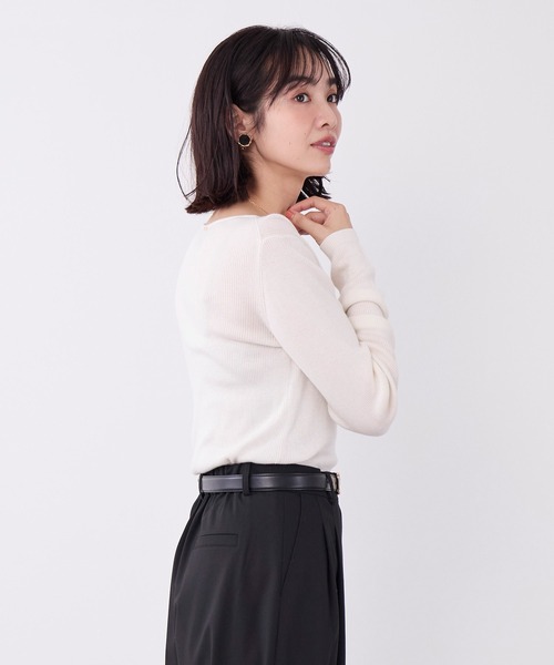 MICA&DEAL（マイカ＆ディール）の「テンセルカシミヤリブニットプルオーバー（ニット/セーター・レディース・グレー/ブラック/オフホワイト・FREE）」の5枚目の写真