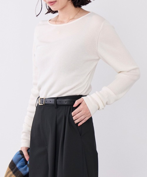 MICA&DEAL（マイカ＆ディール）の「テンセルカシミヤリブニットプルオーバー（ニット/セーター・レディース・グレー/ブラック/オフホワイト・FREE）」の6枚目の写真