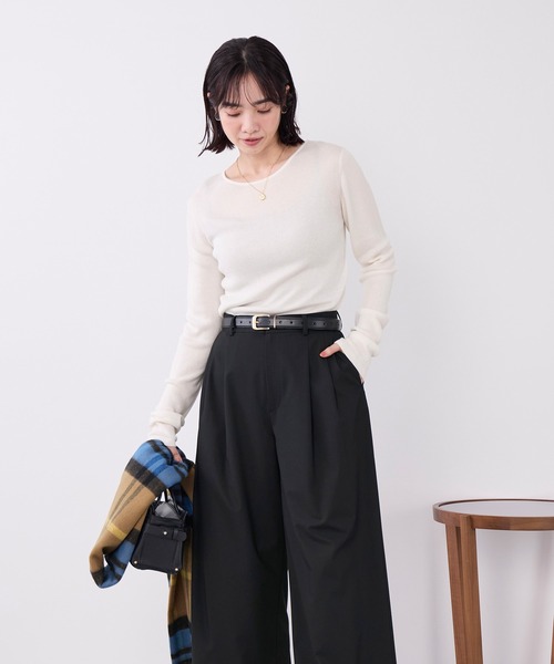 MICA&DEAL（マイカ＆ディール）の「テンセルカシミヤリブニットプルオーバー（ニット/セーター・レディース・グレー/ブラック/オフホワイト・FREE）」の8枚目の写真