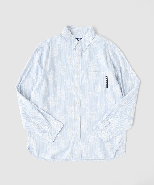 BOTT(ボット)の「BoTT / ボット Flower Striped Shirt(シャツ/ブラウス・メンズ・レッド/ブルー・LARGE/MEDIUM)」の1枚目の写真