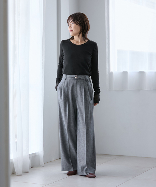 La TOTALITE（ラトータリテ）の「【洗える】レイヤードカットソー（Tシャツ/カットソー・レディース・ブラック/チャコールグレー・FREE）」の13枚目の写真