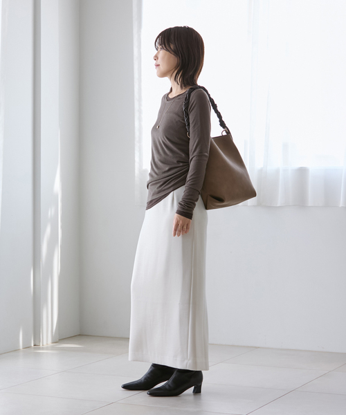La TOTALITE（ラトータリテ）の「【洗える】レイヤードカットソー（Tシャツ/カットソー・レディース・ブラック/チャコールグレー・FREE）」の10枚目の写真