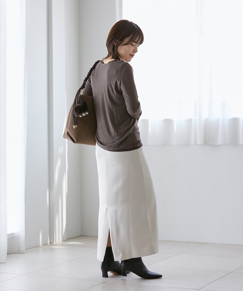 La TOTALITE（ラトータリテ）の「【洗える】レイヤードカットソー（Tシャツ/カットソー・レディース・ブラック/チャコールグレー・FREE）」の11枚目の写真