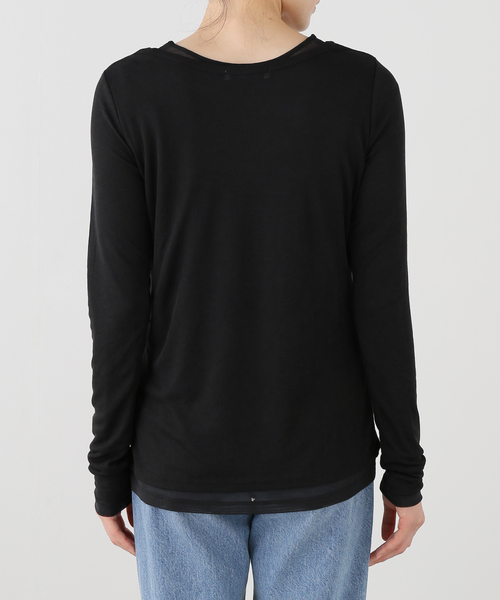 La TOTALITE（ラトータリテ）の「【洗える】レイヤードカットソー（Tシャツ/カットソー・レディース・ブラック/チャコールグレー・FREE）」の16枚目の写真