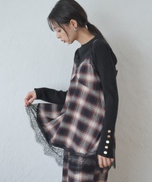 クレープチェックレースキャミ