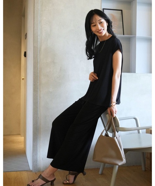 Ehre style(エーレスタイル)の「暑さを乗り切るゆるてろセットアップ(セットアップ・レディース・ネイビー/ブラック/マスタード・FREE)」の22枚目の写真