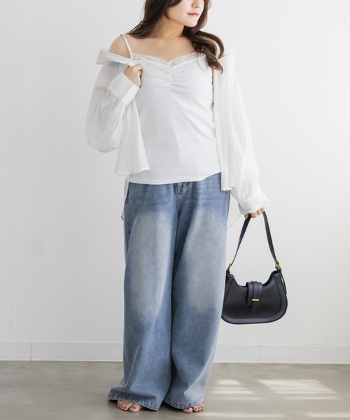 CLETTE(クレット)の「レース使いキャミソール(キャミソール・レディース・オフホワイト/ブラック・LL/4L/3L)」の4枚目の写真