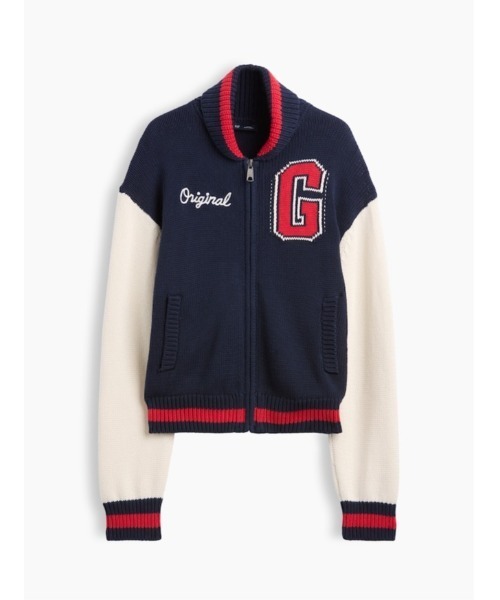 GAP(ギャップ)の「コットン100% オーバーサイズ バーシティスタイル ニットジャケット(ニット/セーター・レディース・ネイビー・M/XXS/XL/L/S/XS)」の3枚目の写真