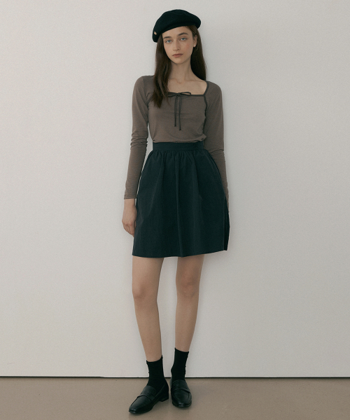 REORG（リオルグ）の「MOR STRIPE SQUARE NECK RIBBON T-SHIRTS BROWN（Tシャツ/カットソー・レディース・その他・FREE）」の3枚目の写真