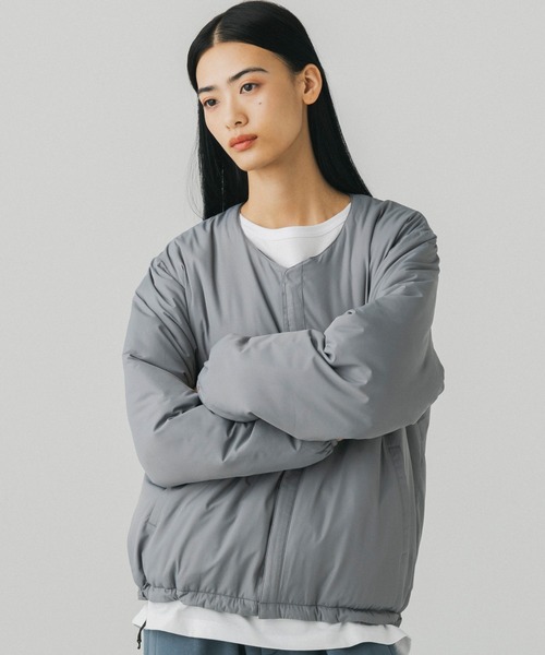 +phenix(プラスフェニックス)の「+phenix(プラスフェニックス)PADDED LINER JACKET / 中綿入りライナージャケット(ノーカラージャケット・メンズ・グレー/ブラウン/ブラック・M/L)」の18枚目の写真