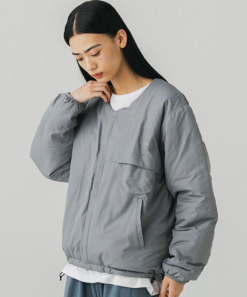 +phenix(プラスフェニックス)の「+phenix(プラスフェニックス)PADDED LINER JACKET / 中綿入りライナージャケット(ノーカラージャケット・メンズ・グレー/ブラウン/ブラック・M/L)」の19枚目の写真