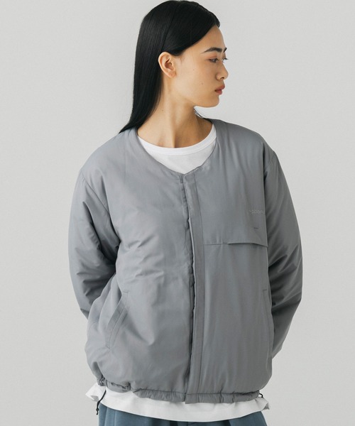 +phenix(プラスフェニックス)の「+phenix(プラスフェニックス)PADDED LINER JACKET / 中綿入りライナージャケット(ノーカラージャケット・メンズ・グレー/ブラウン/ブラック・M/L)」の21枚目の写真