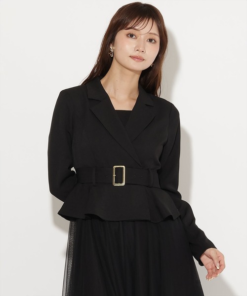 AND COUTURE(アンドクチュール)の「ペプラムジャケットレイヤードワンピース(ワンピース・レディース・ベージュ/チャコールグレー/ブラック・FREE)」の14枚目の写真