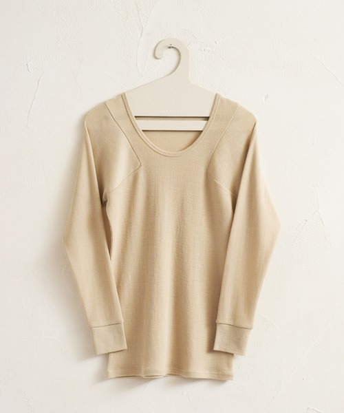 ARCHI（アーキ）の「WASHABLE WOOL TOP（Tシャツ/カットソー・レディース・アイボリー/チャコールグレー/ダークブラウン・S/M）」の2枚目の写真