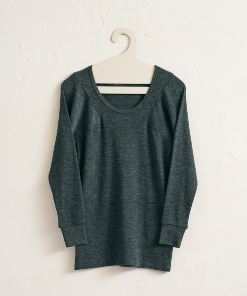 ARCHI（アーキ）の「WASHABLE WOOL TOP（Tシャツ/カットソー・レディース・アイボリー/チャコールグレー/ダークブラウン・S/M）」の9枚目の写真