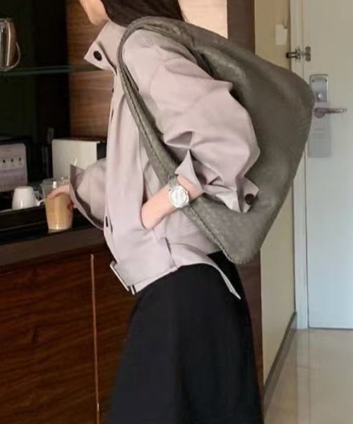 FAVORITO(ファヴォリート)の「スタンドカラーショートシングルブレストジャケット(その他アウター・レディース・ダークグレー/ライトグレー・F)」の15枚目の写真