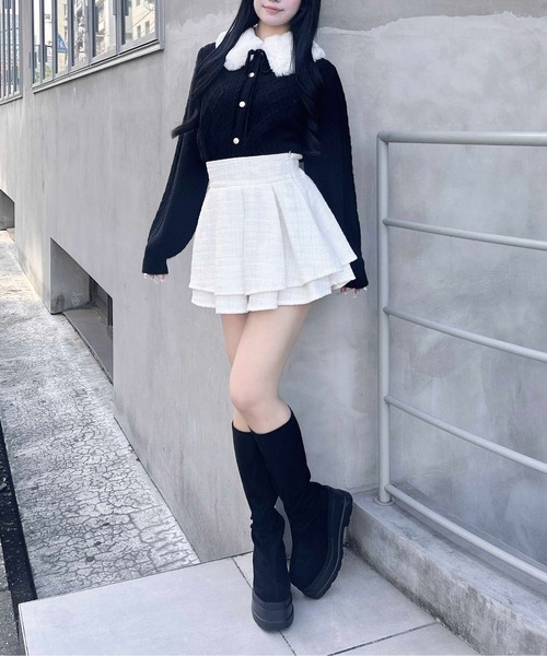 INGNI(イング)の「ファーティペット付ケーブルカーディガン(カーディガン/ボレロ・レディース・アイボリー/グレー系6/ベージュ系その他5/ブラック系その他2・M)」の14枚目の写真