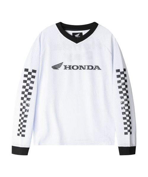 PHYPS MOTORCYCLE(フィップスモーターサイクル)の「チェッカーボードモトジャージー ホワイト(Tシャツ/カットソー・メンズ・その他・SMALL/MEDIUM/LARGE/X-LARGE)」の1枚目の写真
