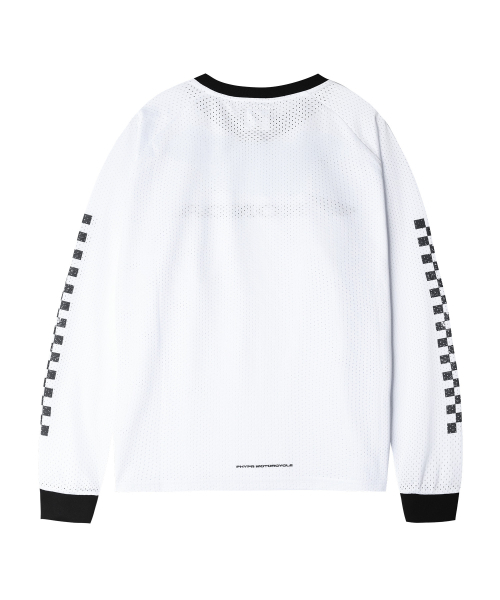 PHYPS MOTORCYCLE(フィップスモーターサイクル)の「チェッカーボードモトジャージー ホワイト(Tシャツ/カットソー・メンズ・その他・SMALL/MEDIUM/LARGE/X-LARGE)」の2枚目の写真