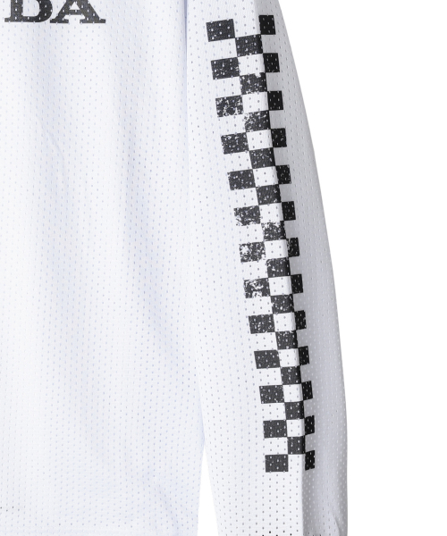 PHYPS MOTORCYCLE(フィップスモーターサイクル)の「チェッカーボードモトジャージー ホワイト(Tシャツ/カットソー・メンズ・その他・SMALL/MEDIUM/LARGE/X-LARGE)」の4枚目の写真