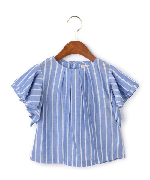 green label relaxing（グリーンレーベルリラクシング）の「ストライプジャカート フリルシャツ◆（シャツ/ブラウス・キッズ・イエロー/ライトブルー・105/125/115/95）」の2枚目の写真