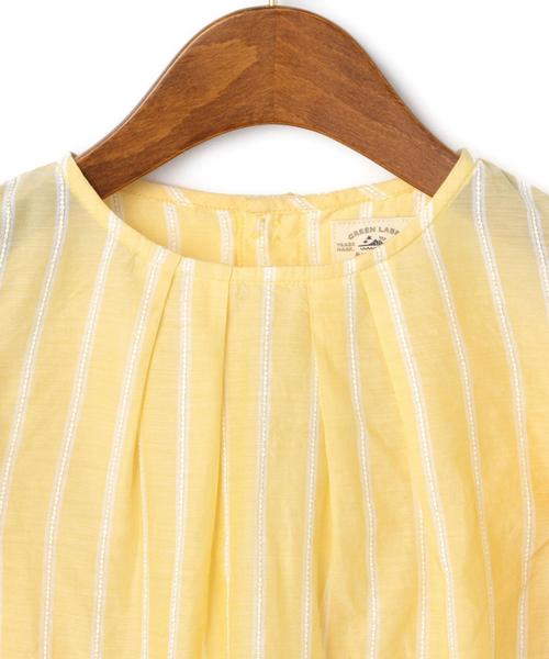green label relaxing（グリーンレーベルリラクシング）の「ストライプジャカート フリルシャツ◆（シャツ/ブラウス・キッズ・イエロー/ライトブルー・105/125/115/95）」の7枚目の写真