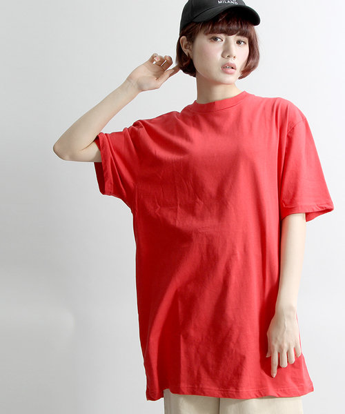 WEGO（ウィゴー）の「WEGO/無地BIGTシャツ（Tシャツ/カットソー・レディース・パープル/ライトパープル/イエロー/オレンジ/レッド/ピンク/ホワイト/グリーン/サックスブルー/ブラック/ブルー・FREE）」の10枚目の写真