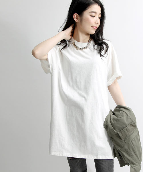 WEGO（ウィゴー）の「WEGO/無地BIGTシャツ（Tシャツ/カットソー・レディース・パープル/ライトパープル/イエロー/オレンジ/レッド/ピンク/ホワイト/グリーン/サックスブルー/ブラック/ブルー・FREE）」の2枚目の写真