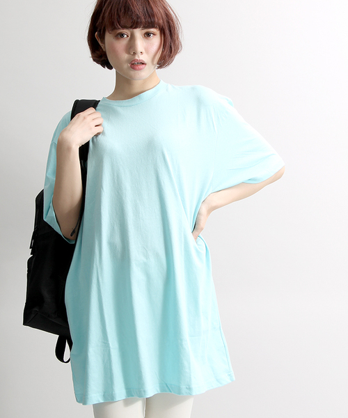 WEGO（ウィゴー）の「WEGO/無地BIGTシャツ（Tシャツ/カットソー・レディース・パープル/ライトパープル/イエロー/オレンジ/レッド/ピンク/ホワイト/グリーン/サックスブルー/ブラック/ブルー・FREE）」の5枚目の写真