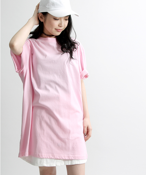 WEGO（ウィゴー）の「WEGO/無地BIGTシャツ（Tシャツ/カットソー・レディース・パープル/ライトパープル/イエロー/オレンジ/レッド/ピンク/ホワイト/グリーン/サックスブルー/ブラック/ブルー・FREE）」の9枚目の写真