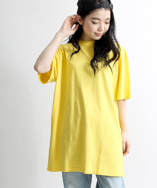 WEGO（ウィゴー）の「WEGO/無地BIGTシャツ（Tシャツ/カットソー・レディース・パープル/ライトパープル/イエロー/オレンジ/レッド/ピンク/ホワイト/グリーン/サックスブルー/ブラック/ブルー・FREE）」の8枚目の写真