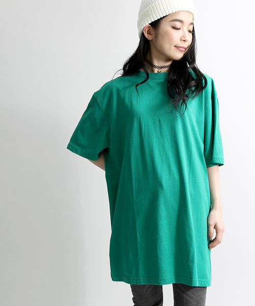 WEGO（ウィゴー）の「WEGO/無地BIGTシャツ（Tシャツ/カットソー・レディース・パープル/ライトパープル/イエロー/オレンジ/レッド/ピンク/ホワイト/グリーン/サックスブルー/ブラック/ブルー・FREE）」の4枚目の写真