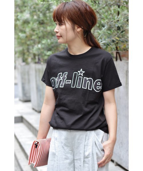 FIGARO Paris（フィガロパリ）の「HAPPINESS off-line Tシャツ◆（Tシャツ/カットソー・レディース・ブラック/ホワイト系その他・36/38）」の2枚目の写真