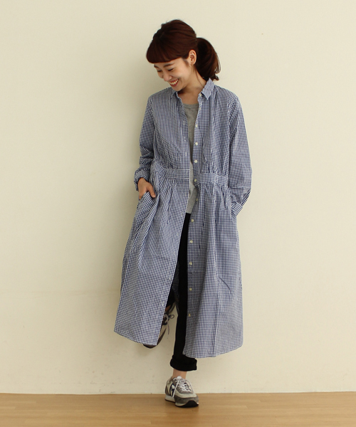 Par Ici パーリッシィ の ギンガムチェック ギャザーワンピース シャツワンピース Wear