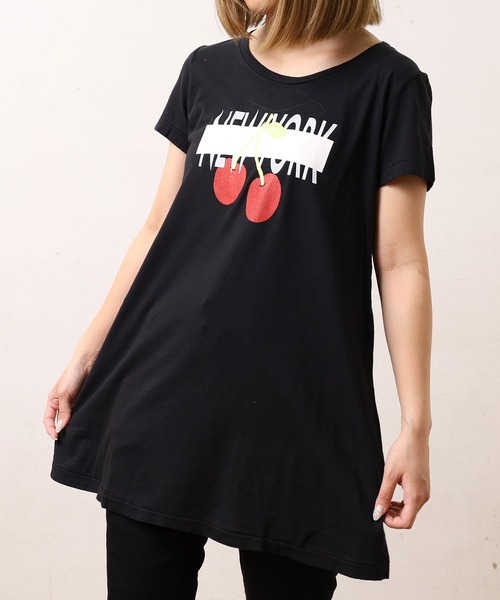 RNA(アールエヌエー)の「M0515 NYチェリーフレアTシャツワンピース(Tシャツ/カットソー・レディース・ブラック/レモンイエロー/ホワイト・MEDIUM)」の2枚目の写真