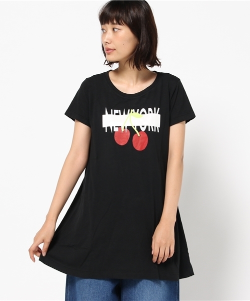 RNA(アールエヌエー)の「M0515 NYチェリーフレアTシャツワンピース(Tシャツ/カットソー・レディース・ブラック/レモンイエロー/ホワイト・MEDIUM)」の9枚目の写真