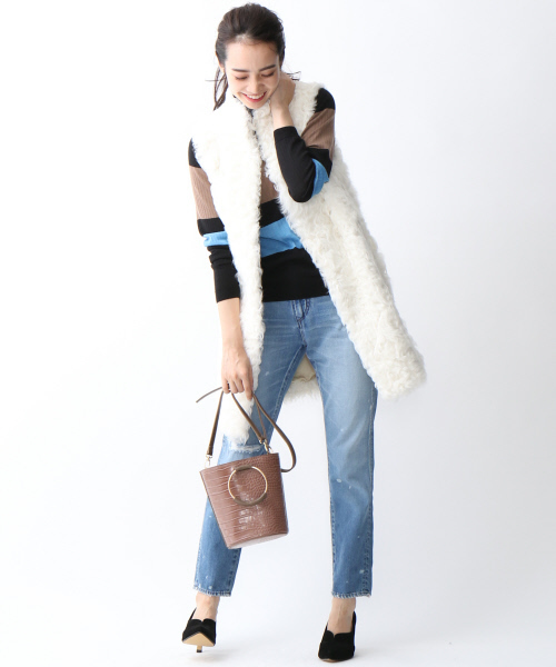 LOWELL things（ロウェル　シングス）の「リングハンドルバケツ型ショルダー（ショルダーバッグ・レディース・ネイビー/ブラック/ピンクベージュ・FREE）」の13枚目の写真