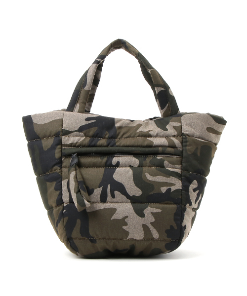 Base ベース の もこもこと可愛い ミリタリー柄 ダウン素材トートバッグ ショルダーバッグ Wear