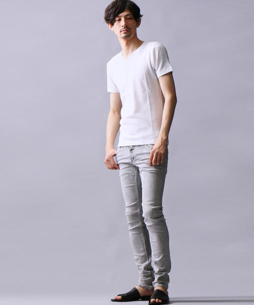 5351 POUR LES HOMMES（ゴーサンゴーイチプールオム）の「ベアワッフルVネックカットソー（Tシャツ/カットソー・メンズ・ブラック/その他16/ホワイト・48/44/46）」の12枚目の写真