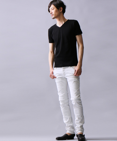 5351 POUR LES HOMMES（ゴーサンゴーイチプールオム）の「ベアワッフルVネックカットソー（Tシャツ/カットソー・メンズ・ブラック/その他16/ホワイト・48/44/46）」の13枚目の写真
