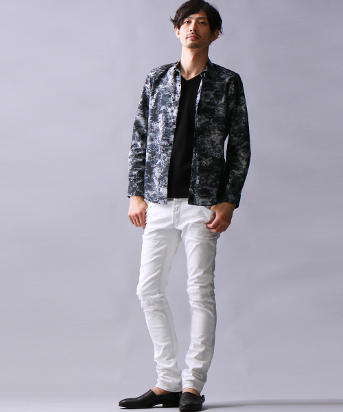 5351 POUR LES HOMMES（ゴーサンゴーイチプールオム）の「ベアワッフルVネックカットソー（Tシャツ/カットソー・メンズ・ブラック/その他16/ホワイト・48/44/46）」の14枚目の写真