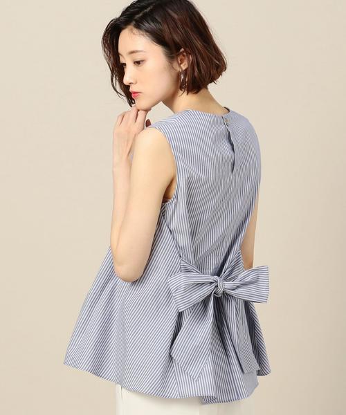 UNITED ARROWS リボンモチーフ ノースリーブ レース＆リボンノースリーブトップス