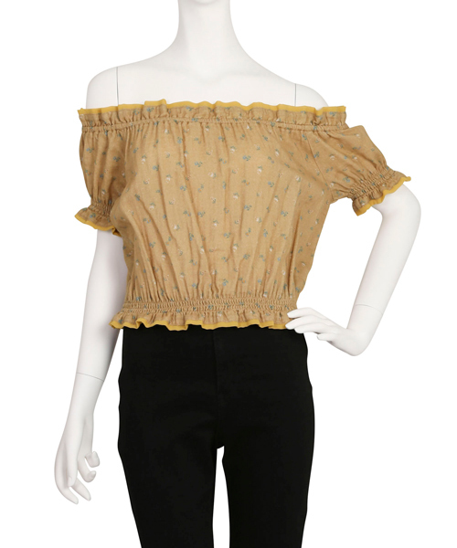 dazzlin（ダズリン）の「Ｗガーゼ小花柄オフショルブラウス（シャツ/ブラウス・レディース・オフホワイト/イエロー/ネイビー・FREE）」の12枚目の写真