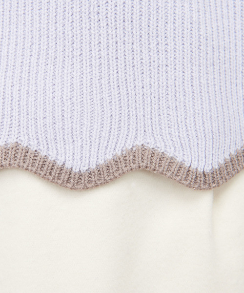 natural couture（ナチュラルクチュール）の「配色スカラップヘムニット（ニット/セーター・レディース・ブラック/オフホワイト/サックスブルー/ピンク・FREE）」の12枚目の写真