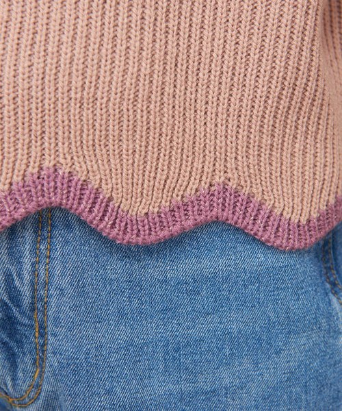 natural couture（ナチュラルクチュール）の「配色スカラップヘムニット（ニット/セーター・レディース・ブラック/オフホワイト/サックスブルー/ピンク・FREE）」の16枚目の写真