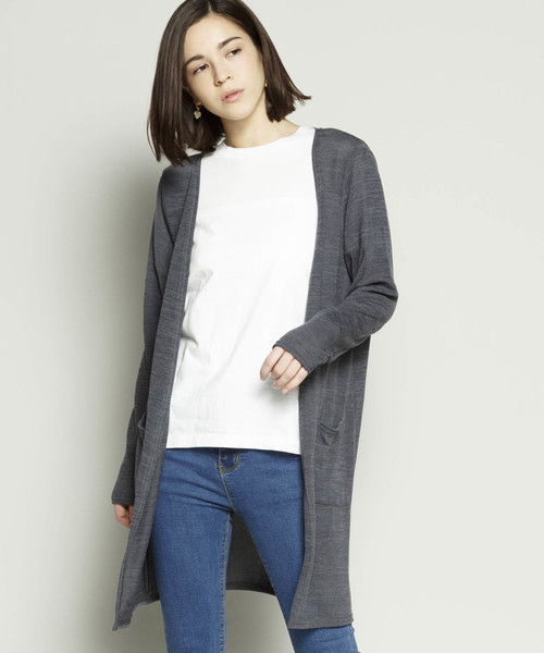 SY3（エスワイスリー）の「＜2018年春夏新作＞【コットン素材で着心地抜群】ソフトタッチニュートラルカラーロングカーディガン（カーディガン/ボレロ・レディース・チャコールグレー/ライトグレー/ブラック/ネイビー・FREE）」の3枚目の写真