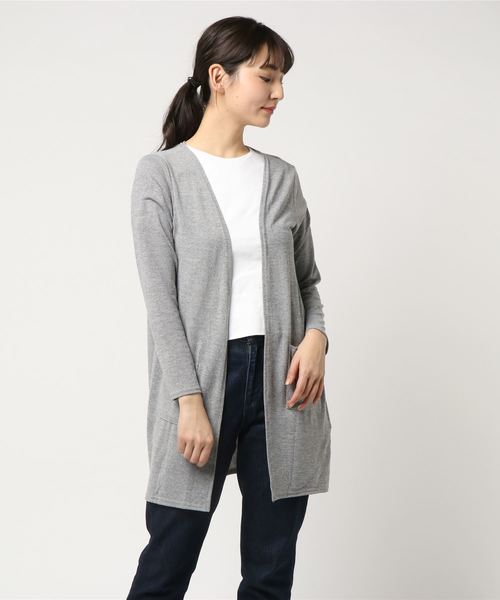 SY3（エスワイスリー）の「＜2018年春夏新作＞【コットン素材で着心地抜群】ソフトタッチニュートラルカラーロングカーディガン（カーディガン/ボレロ・レディース・チャコールグレー/ライトグレー/ブラック/ネイビー・FREE）」の6枚目の写真