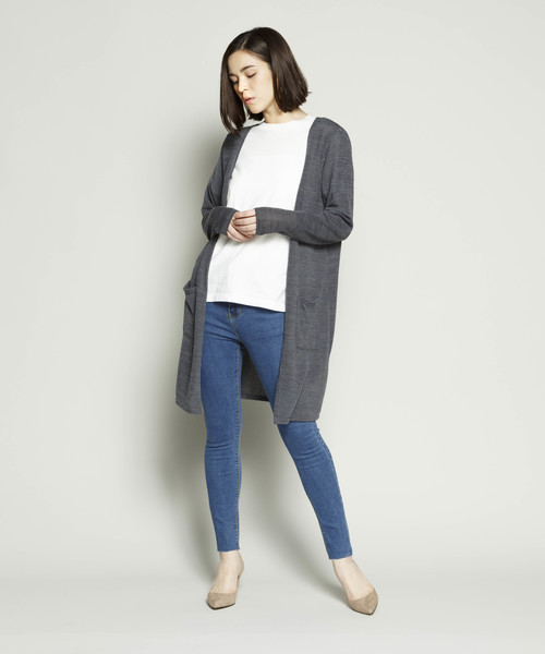 SY3（エスワイスリー）の「＜2018年春夏新作＞【コットン素材で着心地抜群】ソフトタッチニュートラルカラーロングカーディガン（カーディガン/ボレロ・レディース・チャコールグレー/ライトグレー/ブラック/ネイビー・FREE）」の15枚目の写真
